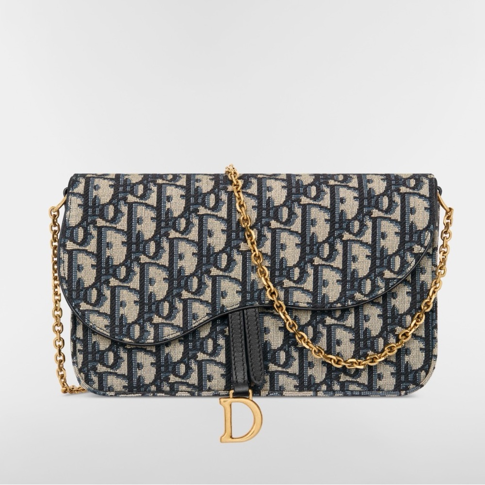 Dior Saddle Pouch Blue Oblique Jacquard